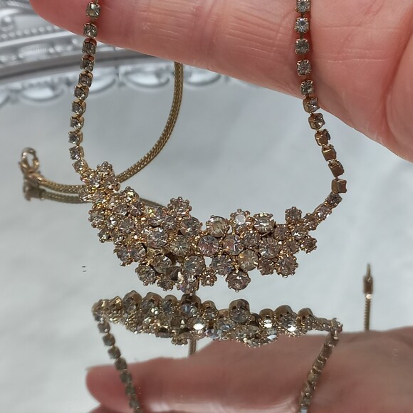 Vintage HOBE' rhinestone cluster choker necklace Signed - Picture 5 of 11